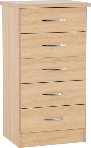 Slim oak drawer chest tall - slim,