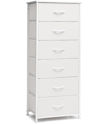 Tall drawer white - 6-drawer, fabric